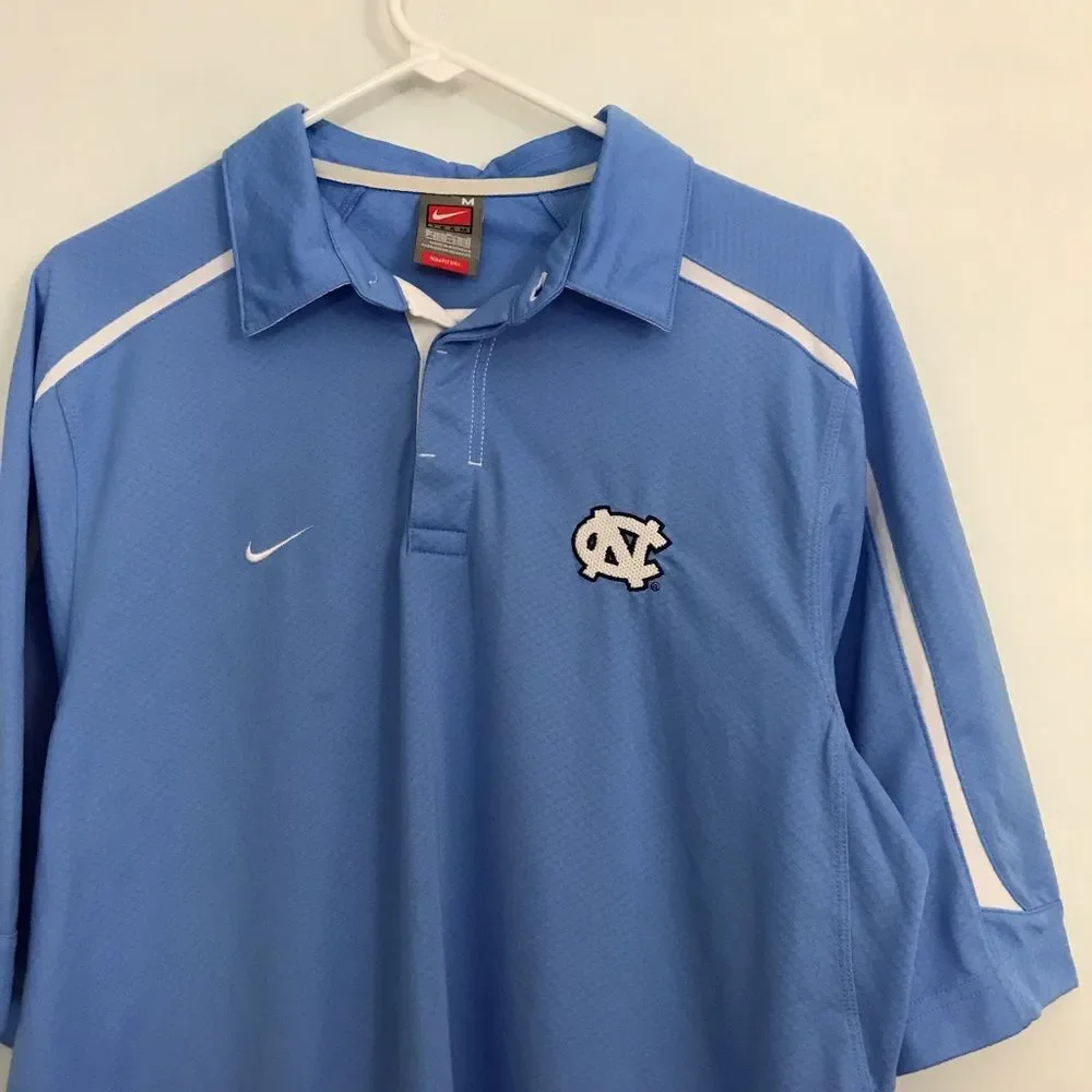 Nike Dri Fit Carolina Blue Tar Heels Polo Shirt UNC North Carolina Mens Sz M